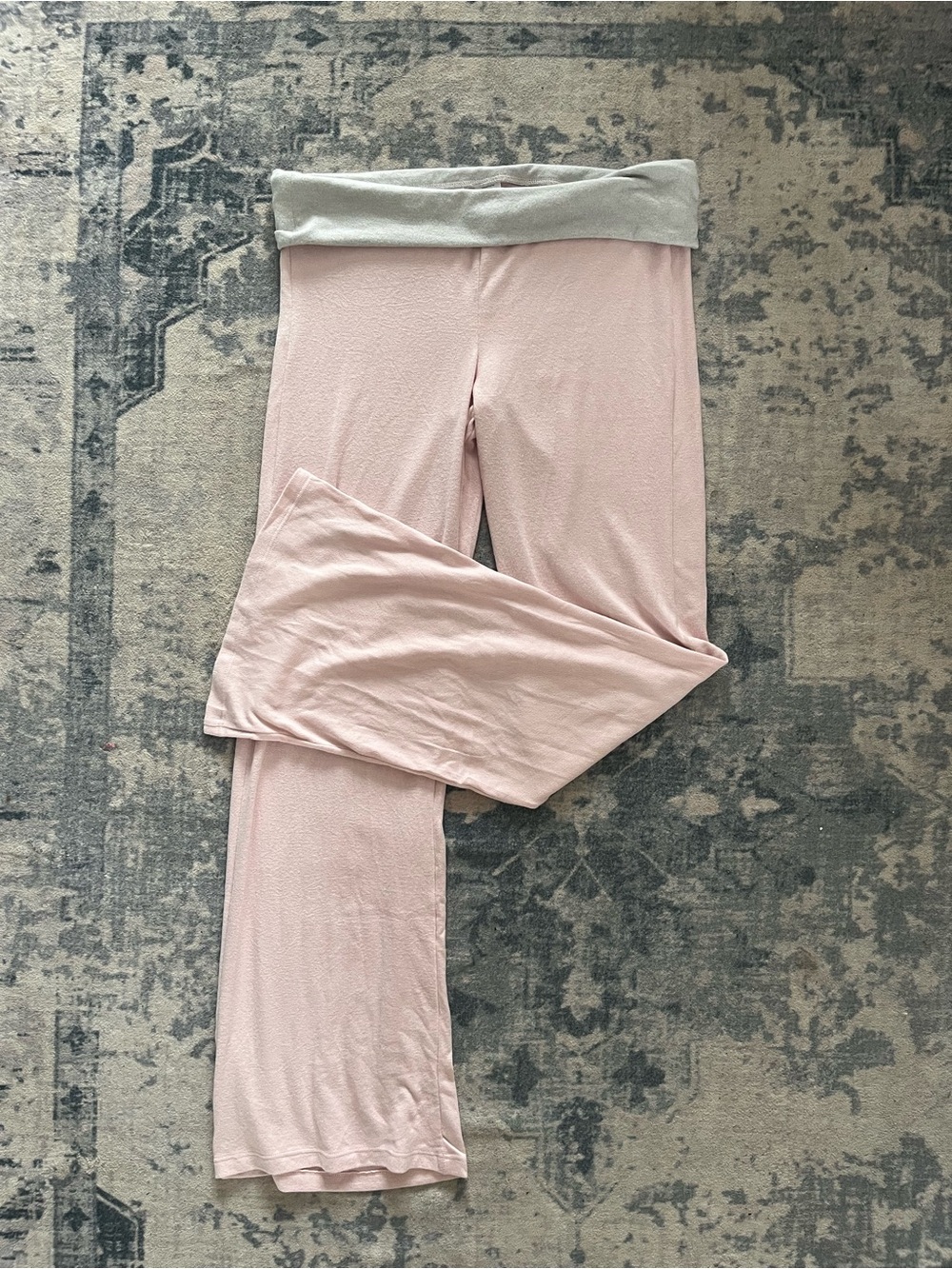 Hollister Pink Boot Cut Lounge Pants with Light Gray Fold-Over Waistband